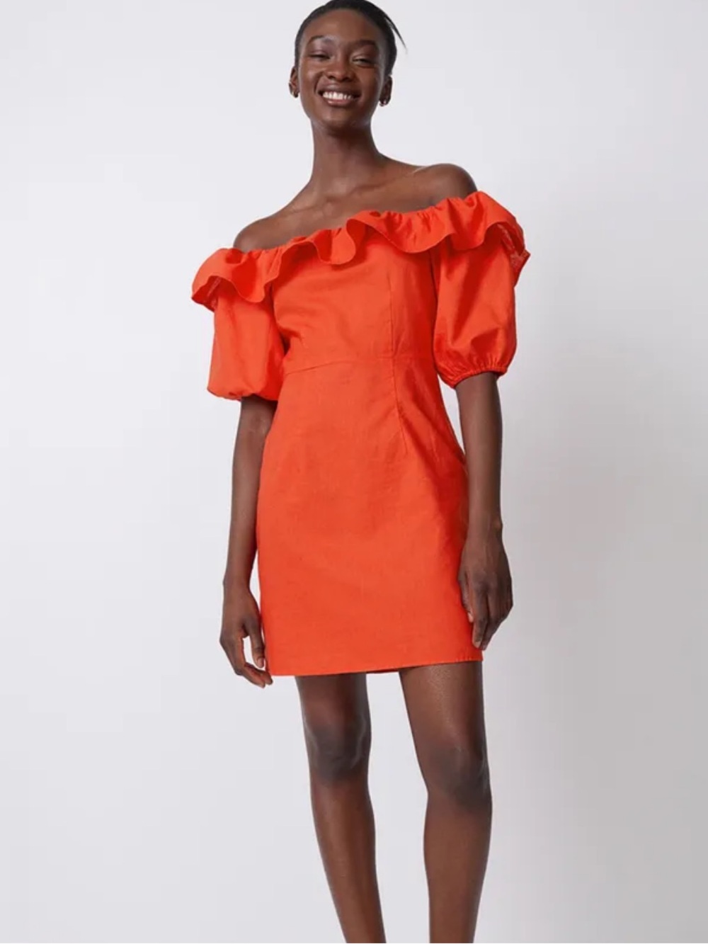 NWT H&M Linen Ruffle Mini Dress Size Small